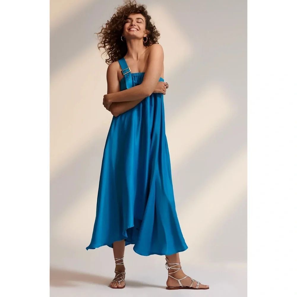 Anthropologie Let Me Be One-Shoulder Vibrant Midi Dress